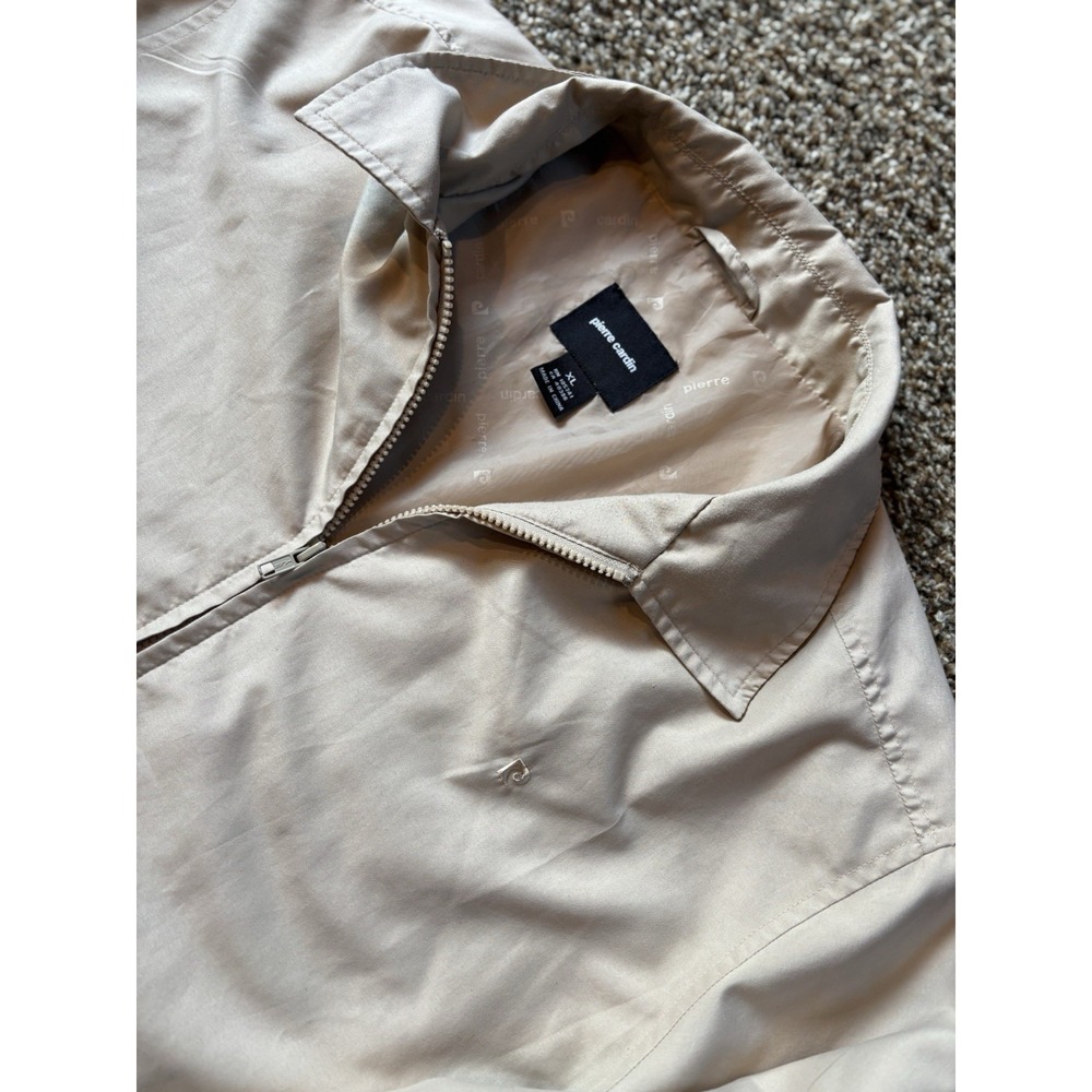 Pierre Cardin Mens Tan Full Zip Harrington Windbreaker Jacket Tan XL - Picture 2 of 6